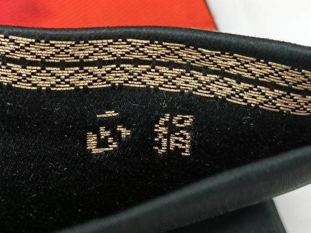 平和屋着物◎西陣　服部織物謹製　白鳥緞子　六通柄袋帯　飛鶴文　黒地　金銀糸　正絹　逸品　BAAY5258qw
