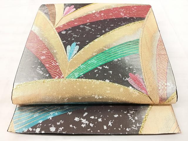 平和屋着物◎六通柄袋帯　松葉文　金糸　風雅箔　正絹　逸品　BAAY5268qw