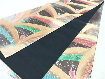 平和屋着物◎六通柄袋帯　松葉文　金糸　風雅箔　正絹　逸品　BAAY5268qw