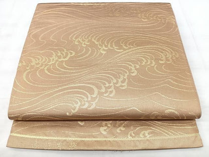 平和屋着物◎六通柄　本袋帯　立波文　金糸　正絹　逸品　BAAY5270qw