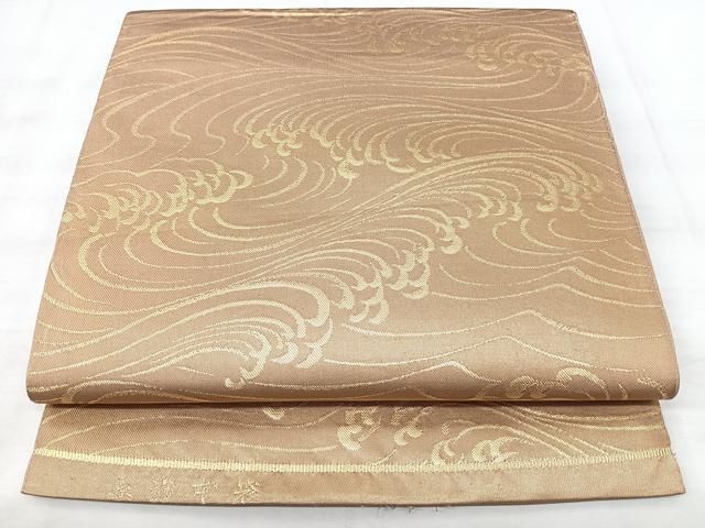 平和屋着物◎六通柄　本袋帯　立波文　金糸　正絹　逸品　BAAY5270qw