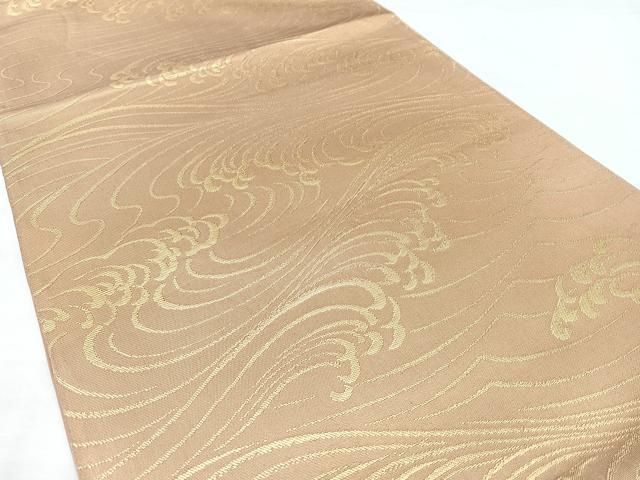 平和屋着物◎六通柄　本袋帯　立波文　金糸　正絹　逸品　BAAY5270qw