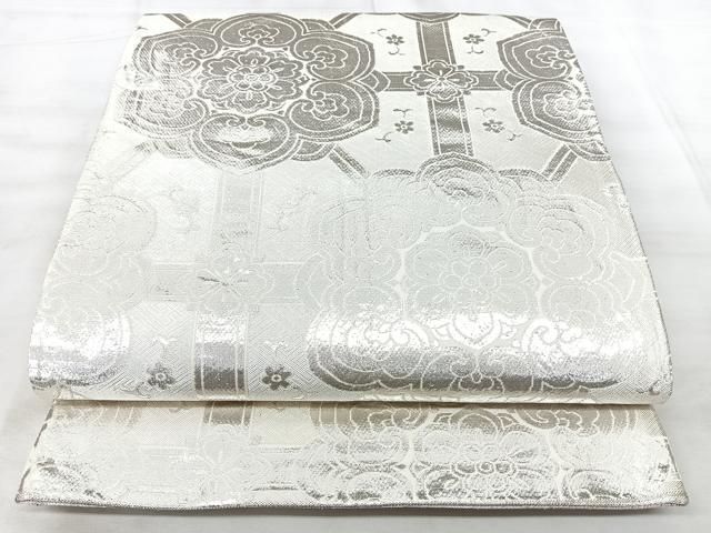 平和屋着物◎本佐賀錦　両面　全通柄袋帯　蜀甲天平華文　銀糸　正絹　逸品　BAAY5273qw