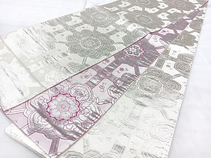 平和屋着物◎本佐賀錦　両面　全通柄袋帯　蜀甲天平華文　銀糸　正絹　逸品　BAAY5273qw