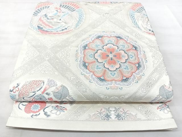 平和屋着物◎六通柄袋帯　唐織　天井花鳥文　金銀糸　正絹　逸品　BAAY5297qw
