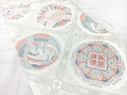 平和屋着物◎六通柄袋帯　唐織　天井花鳥文　金銀糸　正絹　逸品　BAAY5297qw