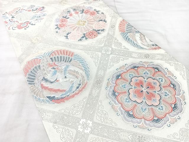 平和屋着物◎六通柄袋帯　唐織　天井花鳥文　金銀糸　正絹　逸品　BAAY5297qw