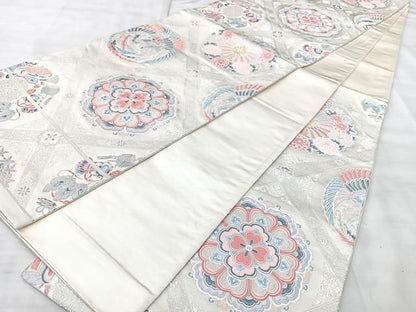 平和屋着物◎六通柄袋帯　唐織　天井花鳥文　金銀糸　正絹　逸品　BAAY5297qw