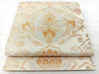 平和屋着物◎六通柄　本京袋帯　洋花文　金銀糸　正絹　逸品　BAAY5323qw