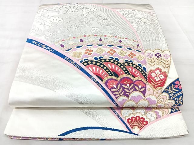 平和屋着物◎西陣　六通柄袋帯　孔雀花文　金銀糸　正絹　逸品　BAAY5325qw