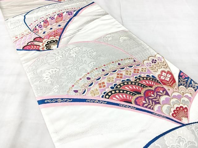 平和屋着物◎西陣　六通柄袋帯　孔雀花文　金銀糸　正絹　逸品　BAAY5325qw