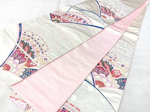 平和屋着物◎西陣　六通柄袋帯　孔雀花文　金銀糸　正絹　逸品　BAAY5325qw