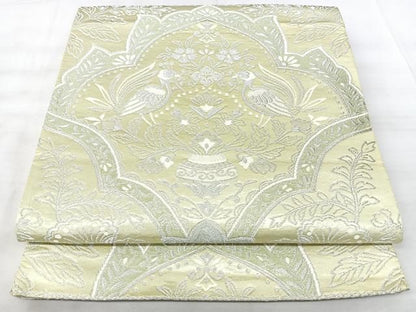 平和屋着物◎六通柄袋帯　花鳥文　銀糸　正絹　逸品　BAAY5339qw