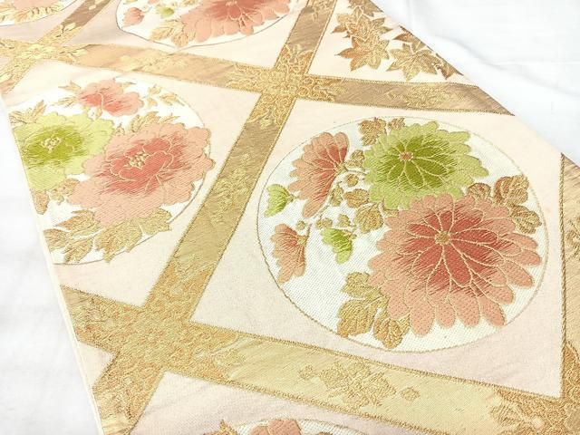 平和屋着物◎六通柄袋帯　天井花文　金糸　正絹　逸品　BAAY5340qw