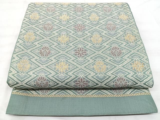 平和屋着物◎六通柄袋帯　松皮菱花文　金糸　正絹　逸品　BAAY5341qw