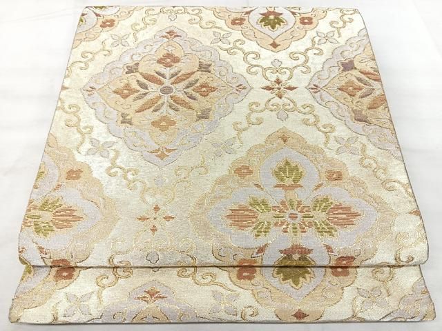 平和屋着物◎六通柄袋帯　花菱文　金銀糸　正絹　逸品　BAAY5344qw