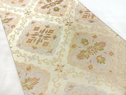平和屋着物◎六通柄袋帯　花菱文　金銀糸　正絹　逸品　BAAY5344qw