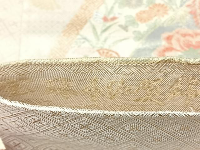 平和屋着物◎六通柄袋帯　宝珠本佐賀錦　九百錦　扇面御所車花文　金糸　正絹　逸品　BAAY5348qw