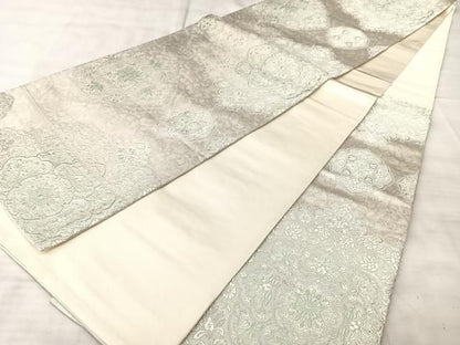 平和屋着物◎六通柄袋帯　正倉院花文　銀糸　正絹　逸品　BAAY5352qw
