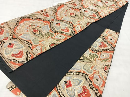 平和屋着物◎六通柄　本袋帯　更紗花文　金銀糸　正絹　逸品　BAAY5355qw