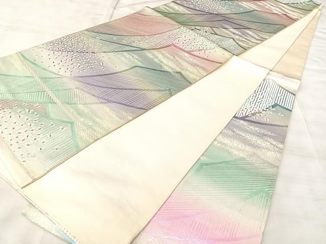 平和屋着物◎六通柄袋帯　舞花文　銀糸　正絹　逸品　BAAY5358qw