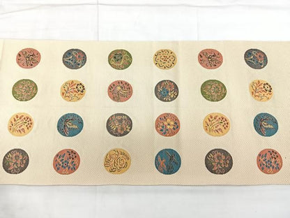平和屋着物◎本場筑前博多織　八寸名古屋帯　花鳥丸文　正絹　逸品　BAAY5364qw