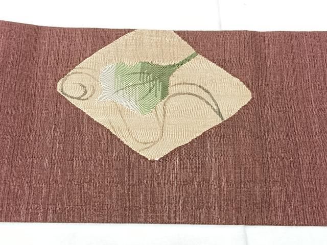 平和屋着物◎九寸名古屋帯　流水枝葉文　正絹　逸品　BAAY5367qw