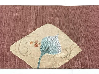 平和屋着物◎九寸名古屋帯　流水枝葉文　正絹　逸品　BAAY5367qw