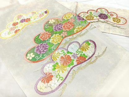 平和屋着物◎九寸名古屋帯　唐織　花松文　金糸　正絹　逸品　BAAY5368qw