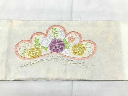 平和屋着物◎九寸名古屋帯　唐織　花松文　金糸　正絹　逸品　BAAY5368qw