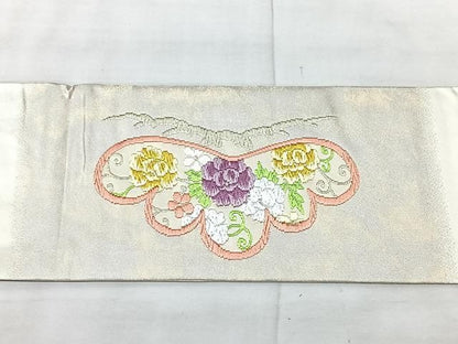 平和屋着物◎九寸名古屋帯　唐織　花松文　金糸　正絹　逸品　BAAY5368qw