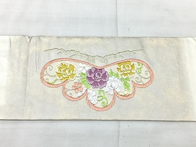 平和屋着物◎九寸名古屋帯　唐織　花松文　金糸　正絹　逸品　BAAY5368qw