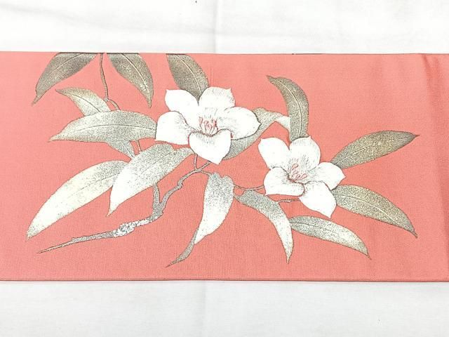 平和屋着物◎九寸名古屋帯　刺繍　枝花文　金銀彩　正絹　逸品　BAAY5369qw