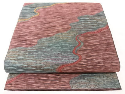 平和屋着物◎六通柄袋帯　道長文　金糸　正絹　逸品　BAAY5373qw