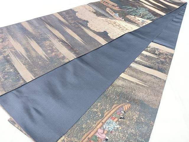 平和屋着物◎六通柄袋帯　人物風景文　金糸　引箔　正絹　逸品　BAAY5375qw
