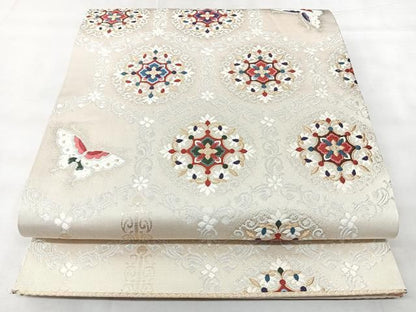 平和屋着物◎六通柄袋帯　唐織　正倉院花蝶文　金銀糸　正絹　逸品　BAAY5376qw