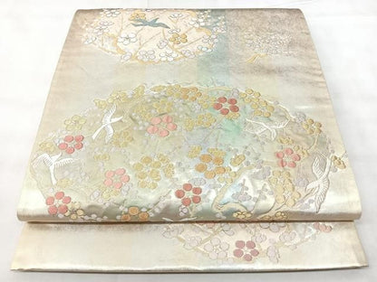 平和屋着物◎六通柄袋帯　加賀蒔絵　こはく二重織　金糸　正絹　逸品　BAAY5380qw