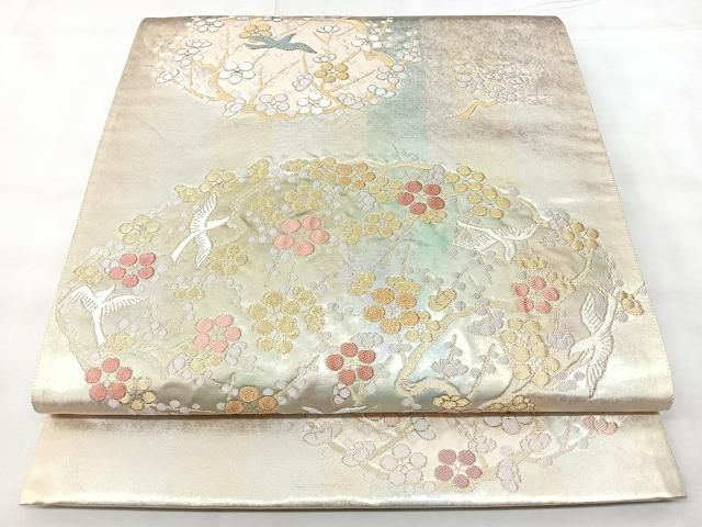 平和屋着物◎六通柄袋帯　加賀蒔絵　こはく二重織　金糸　正絹　逸品　BAAY5380qw
