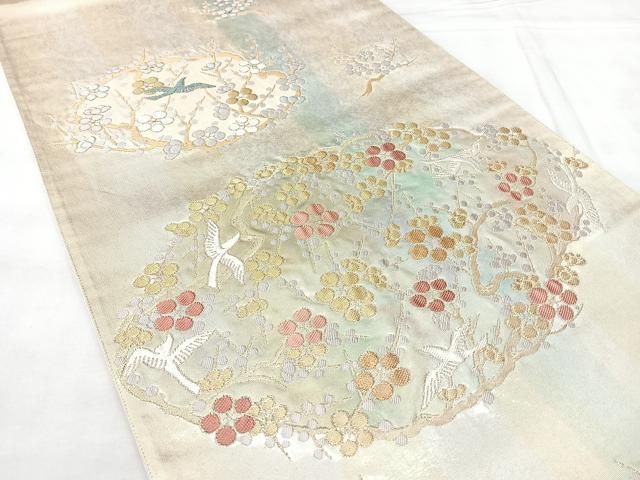 平和屋着物◎六通柄袋帯　加賀蒔絵　こはく二重織　金糸　正絹　逸品　BAAY5380qw