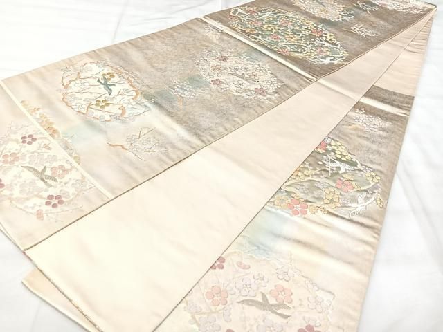 平和屋着物◎六通柄袋帯　加賀蒔絵　こはく二重織　金糸　正絹　逸品　BAAY5380qw