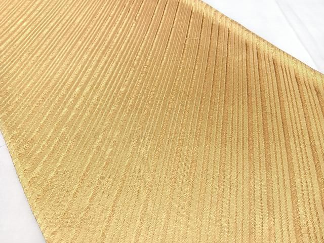 平和屋着物◎六通柄袋帯　斜縞　金糸　正絹　逸品　BAAY5381qw