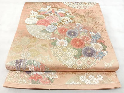 平和屋着物◎六通柄袋帯　唐織　花鳥文　金銀糸　正絹　逸品　BAAY5387qw