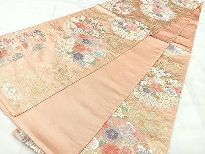 平和屋着物◎六通柄袋帯　唐織　花鳥文　金銀糸　正絹　逸品　BAAY5387qw