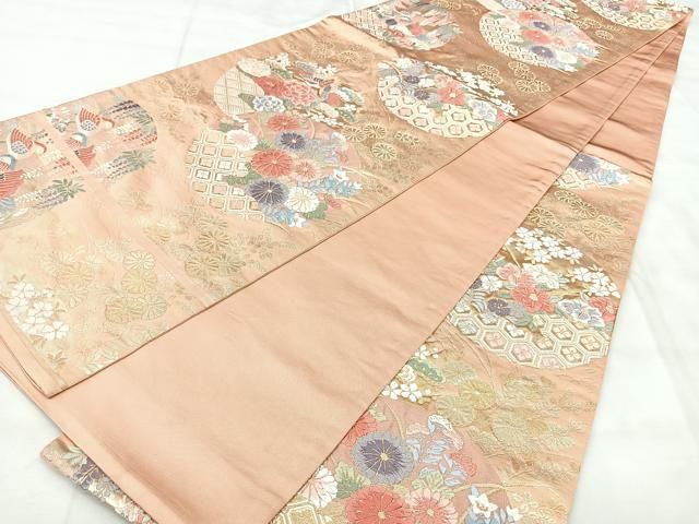 平和屋着物◎六通柄袋帯　唐織　花鳥文　金銀糸　正絹　逸品　BAAY5387qw