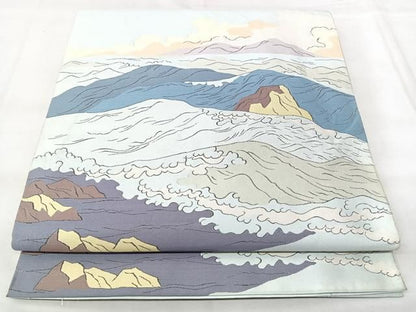 平和屋着物◎六通柄袋帯　風景文　正絹　逸品　BAAY5388qw