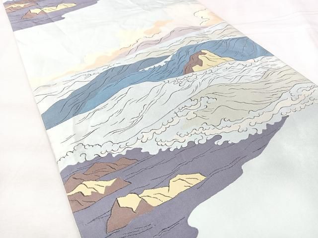 平和屋着物◎六通柄袋帯　風景文　正絹　逸品　BAAY5388qw