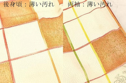 平和屋着物■上質な小紋　格子柄花文　金彩　三越扱い　正絹　逸品　BAAY5444yc