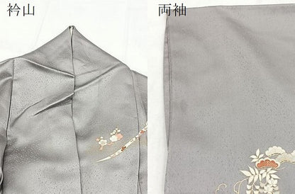 平和屋着物●訪問着　刺繍　鬘帯草花文　金彩　正絹　逸品　BAAY5450yc