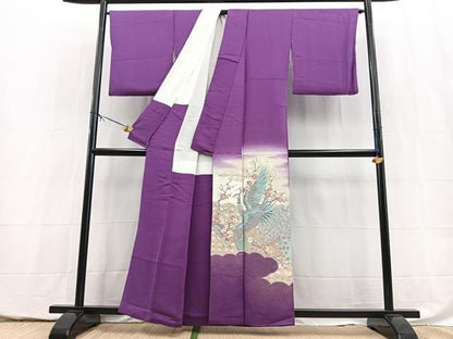 平和屋着物■色留訪問着　寿光織　孔雀松文　暈し染め　金糸　正絹　逸品　BAAY5466yc
