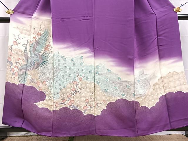 平和屋着物■色留訪問着　寿光織　孔雀松文　暈し染め　金糸　正絹　逸品　BAAY5466yc
